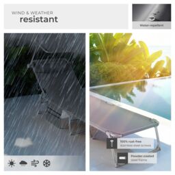 tectake Set Of 2 Sun Loungers in Grey - Size: 1 Seater - thumbnail 7