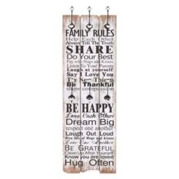 Berkfield Home Wall-mounted Coat Rack with 6 Hooks 120x40 cm FAMILY RULES - thumbnail 1