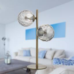 First Choice Lighting Becksley - Antique Brass 41cm Table Lamp with Glass Globe Shades in Bronze - thumbnail 4