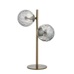 First Choice Lighting Becksley - Antique Brass 41cm Table Lamp with Glass Globe Shades in Bronze