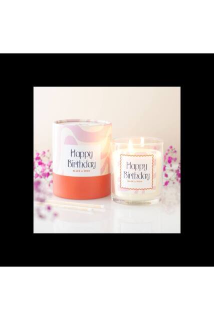 KDMD Happy Birthday Vanilla Cake Scented Candle with 35 Hour Burn in Baby Pink - image 1