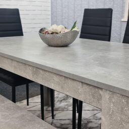 KOSY KOALA Modern Grey Dining Table Set with 4 Black Chairs & 1 Bench Dining Room Furniture in Brown - thumbnail 2