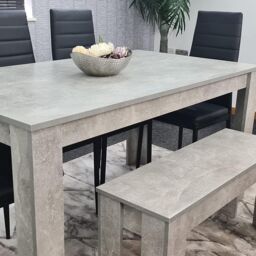 KOSY KOALA Modern Grey Dining Table Set with 4 Black Chairs & 1 Bench Dining Room Furniture in Brown - thumbnail 6
