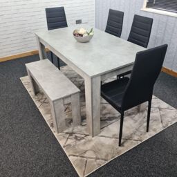 KOSY KOALA Modern Grey Dining Table Set with 4 Black Chairs & 1 Bench Dining Room Furniture in Brown - thumbnail 4