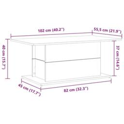 Berkfield Home Coffee Table Black Oak 102x55, 5x40 cm cm Engineered Wood - thumbnail 9