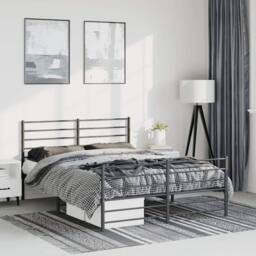 Berkfield Home Metal Bed Frame with Headboard & Footboard Black 135x190 cm Double - thumbnail 2