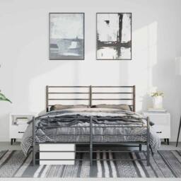 Berkfield Home Metal Bed Frame with Headboard & Footboard Black 135x190 cm Double - thumbnail 1