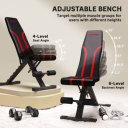 SPORTNOW Foldable Weight Bench with 6-Level Backrest, Leg Extension in Black - thumbnail 4
