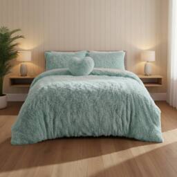 Snug City Super Fluffy Duvet Cover Ultra Soft, Cloud-Like Comfort Snug Sleep in Duck Egg Blue - Size: Double