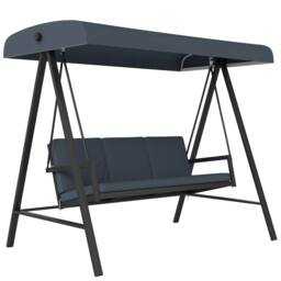 OUTSUNNY 3 Seater Garden Swing Chair with Adjustable Canopy, Dark Grey - thumbnail 2