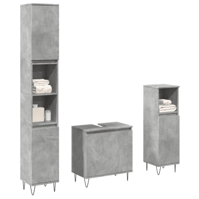 Berkfield Home 3 Piece Bathroom Furniture Set Concrete Grey Engineered Wood - image 1