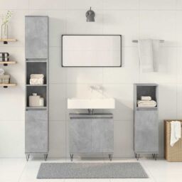 Berkfield Home 3 Piece Bathroom Furniture Set Concrete Grey Engineered Wood - thumbnail 3
