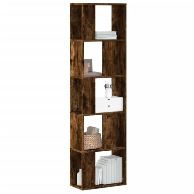 Berkfield Home Bookcase 5-Tier Smoked Oak 45x23.5x162.5 cm Engineered Wood in Brown - image 1