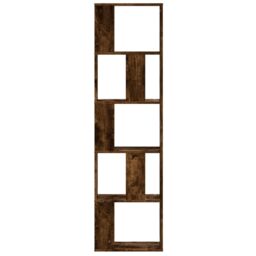 Berkfield Home Bookcase 5-Tier Smoked Oak 45x23.5x162.5 cm Engineered Wood in Brown - thumbnail 3