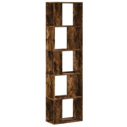 Berkfield Home Bookcase 5-Tier Smoked Oak 45x23.5x162.5 cm Engineered Wood in Brown - thumbnail 2
