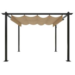 Berkfield Home Garden Gazebo with Retractable Roof 3x3 m Taupe in Beige - thumbnail 5