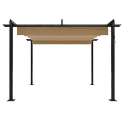 Berkfield Home Garden Gazebo with Retractable Roof 3x3 m Taupe in Beige - thumbnail 4