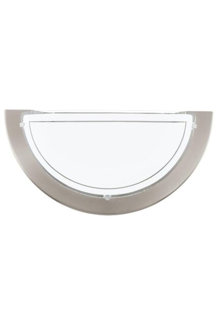 Eglo Planet 1 Satin Nickel Metal & Glass Semi Sphere Flush Wall Light in Metallics - image 1