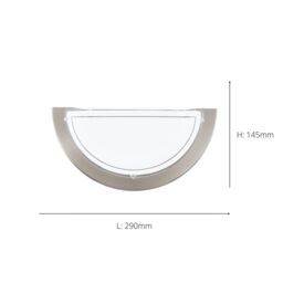 Eglo Planet 1 Satin Nickel Metal & Glass Semi Sphere Flush Wall Light in Metallics - thumbnail 3