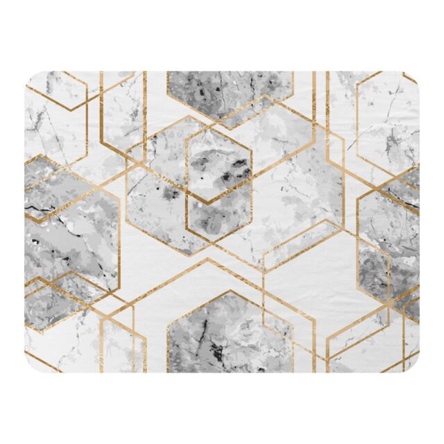 Benjamin Tate Design Geometric Marble Pattern With Gold Glitter Blanket in Natural - Size: 120 cm x 150 cm - image 1