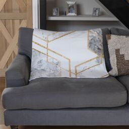 Benjamin Tate Design Geometric Marble Pattern With Gold Glitter Blanket in Natural - Size: 120 cm x 150 cm - thumbnail 2