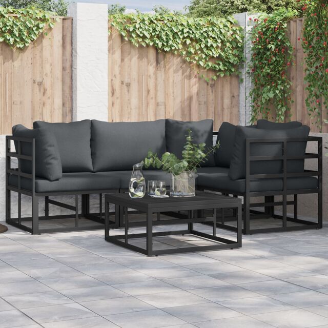 Berkfield Home Garden Sofa Set 5 pcs Black 70 x 70 x 32 cm Aluminium - image 1