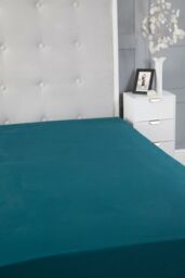 Snug City Fitted Sheet Polycotton Plain Dyed Extra Deep 25cm Bed Linen in Teal - Size: Single - thumbnail 3