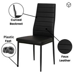 KOSY KOALA Modern Dining Table with 6 Black faux leather padded Chairs in Brown - thumbnail 4