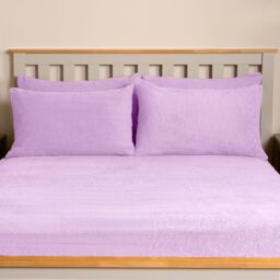 OHS 4 Pack Teddy Fleece Pillowcase Cover Bedding Set Thermal in Lilac - Size: Standard Pillow Case - thumbnail 4