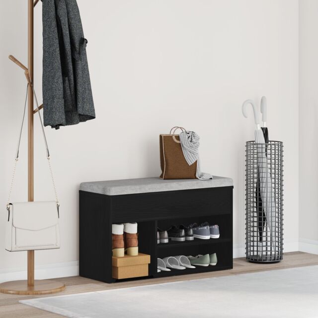 Berkfield Home Hall Bench Black Oak 60x30x45 cm Engineered Wood - Size: 60 x 30 x 45 cm - image 1