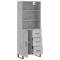 Berkfield Home Highboard Concrete Grey 69.5x34x180 cm Engineered Wood - thumbnail 4