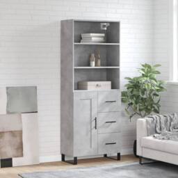 Berkfield Home Highboard Concrete Grey 69.5x34x180 cm Engineered Wood - thumbnail 2