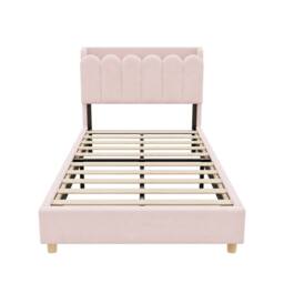 Merax 3FT Single Upholstered Bed Velvet Storage Headboard in Pink - thumbnail 8