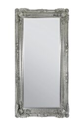 MirrorOutlet 'Carved Louis' Silver Antique Style Dress Full Length Leaner Mirror 183 x 91cm - Size: 183 x 91 cm - thumbnail 2