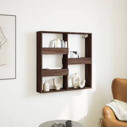 Berkfield Home Wall Cabinet Brown Oak 80x15x80 cm Engineered Wood - Size: 80 x 15 x 80 cm - thumbnail 2
