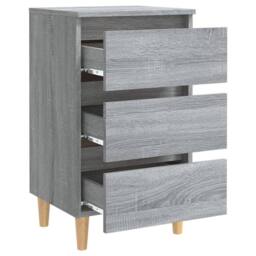 Berkfield Home Sturdy Bed Cabinet with Solid Wood Legs Grey Sonoma 40x35x69 cm - Size: 40 x 35 x 69 cm - thumbnail 5