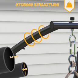 OUTSUNNY Hammock Chair Stand with Metal Frame C Shape Hammock Stand Only in Black - thumbnail 4