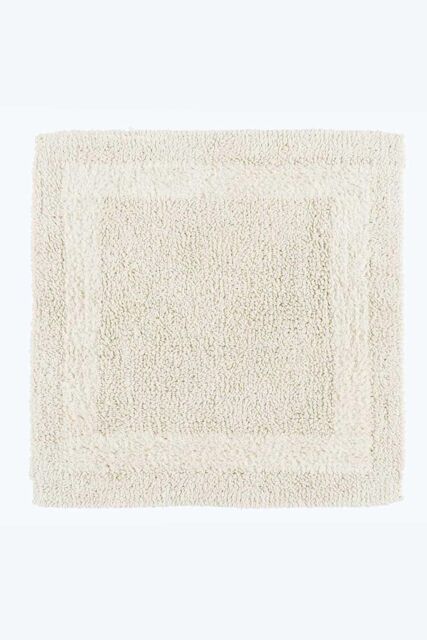 Homescapes Luxury Square Bath Mat 1600GSM 100% Cotton Reversible Shower Mat, 50cm in Cream - image 1