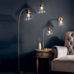 Loops Hanging Ceiling Pendant Light ANTIQUE BRASS & GLASS Shade Industrial Lamp Bulb in Clear - thumbnail 5