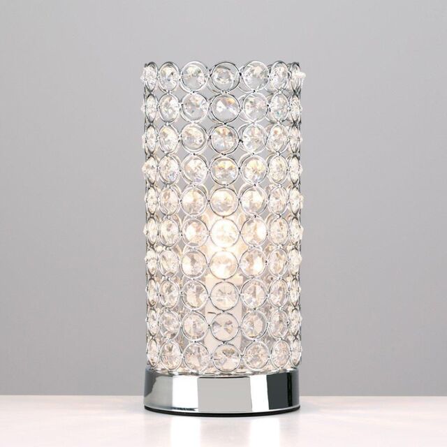 ValueLights Ducy Pair of Silver Table Lamps Touch On/Off Dimmable - image 1