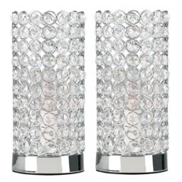 ValueLights Ducy Pair of Silver Table Lamps Touch On/Off Dimmable - thumbnail 2