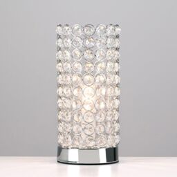 ValueLights Ducy Pair of Silver Table Lamps Touch On/Off Dimmable - thumbnail 1