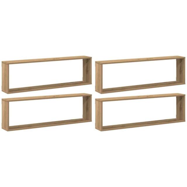 Berkfield Home Wall Cube Shelves 4 pcs Artisan Oak 100x15x30 cm Engineered Wood in Light Brown - Size: 100 x 15 x 30 cm - image 1