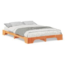 Berkfield Home Floor Bed Frame with Storage Brown 140 x 210 cm Wood - thumbnail 4