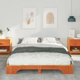 Berkfield Home Floor Bed Frame with Storage Brown 140 x 210 cm Wood - thumbnail 5