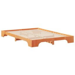 Berkfield Home Floor Bed Frame with Storage Brown 140 x 210 cm Wood - thumbnail 2