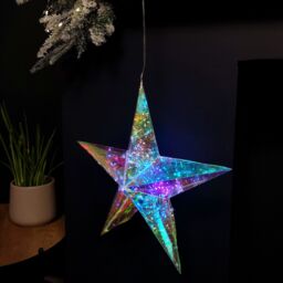 Samuel Alexander 36cm Battery Operated Light up Hanging Christmas Dreamlight Star with 100 White LEDs - thumbnail 4