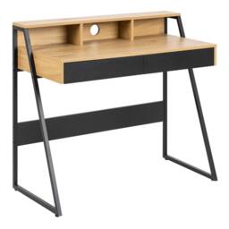 Wyld Haus Cyan 1 Drawer Office Desk Natural Oak Effect & Black - thumbnail 2