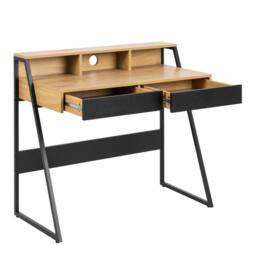 Wyld Haus Cyan 1 Drawer Office Desk Natural Oak Effect & Black - thumbnail 5