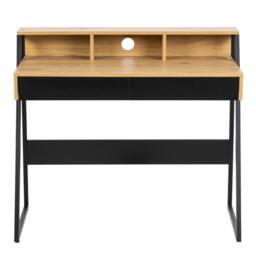 Wyld Haus Cyan 1 Drawer Office Desk Natural Oak Effect & Black - thumbnail 3